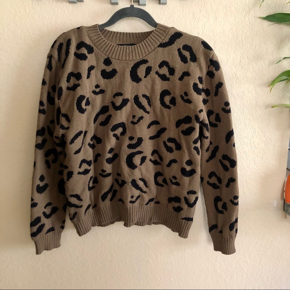 boohoo brown animal print sweater, XS